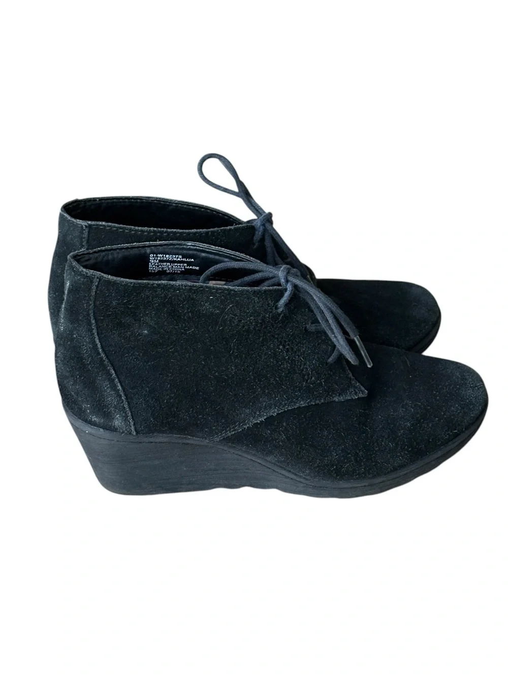 White Mountain Black Soft Wedge Ankle Booties Suede Size 9 Lace-Up